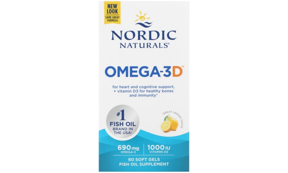 Nordic Naturals Omega-3D 690mg + 1000IU D3 (Kwasy omega-3 + Witamina D3 CYTRYNA) 60kapsułek
