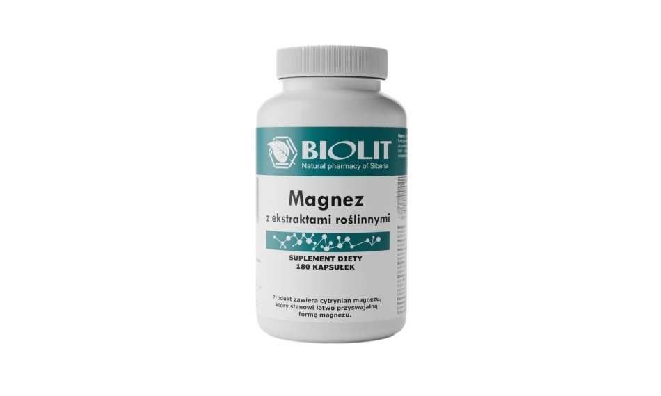 Biolit Magnez cytrynian magnezu z ekstraktami roślinnymi 180kapsułek