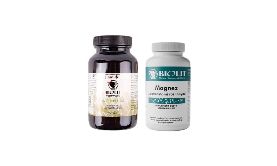 Zestaw Biolit Populin Plus 200ml + Biolit cytrynian magnezu z ekstraktami roślinnymi 60kapsułek