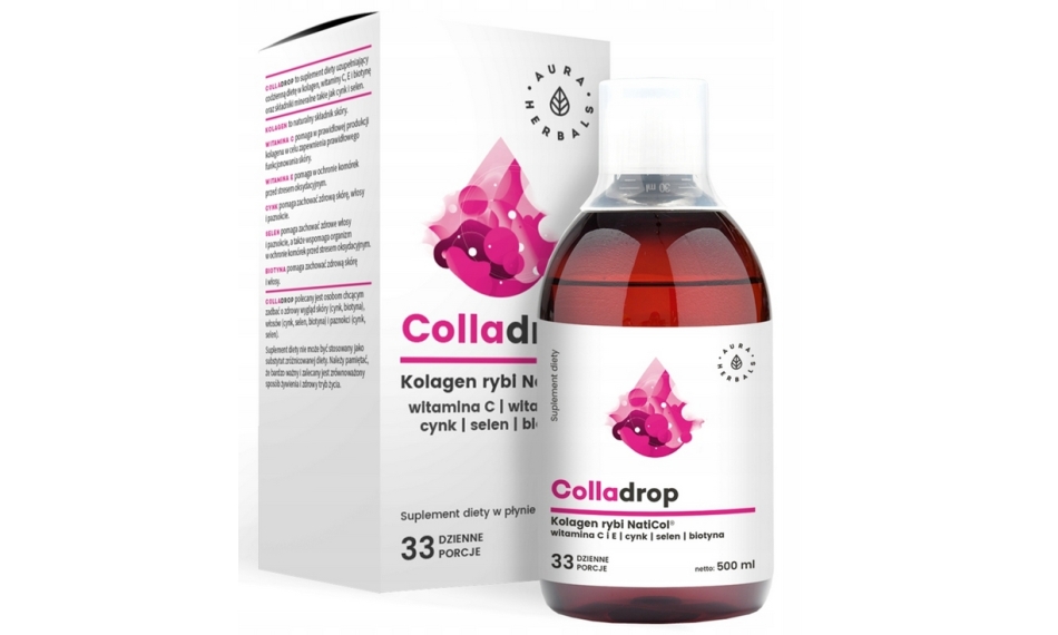 Aura Herbals Colladrop Kolagen rybi NatiCol + witamina C płyn 500ml