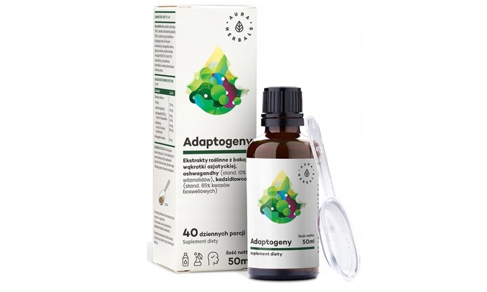 Aura Herbals Adaptogeny roślinne krople 50ml