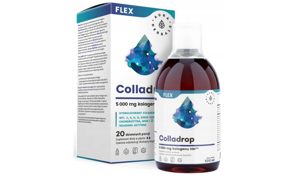 Aura Herbals Colladrop Flex kolagen morski płyn 5000 mg 500 ml