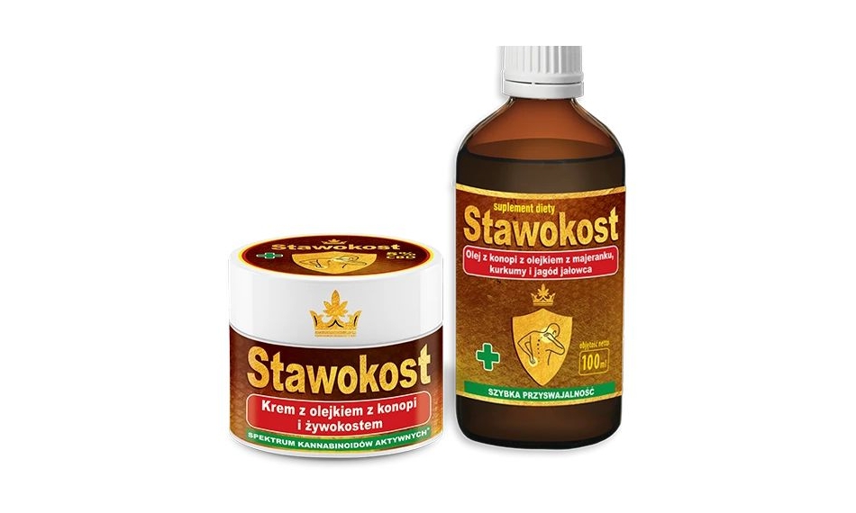 Zestaw Stawokost krem z CBD 5% 150ml + Stawokost płyn krople 100ml Asepta