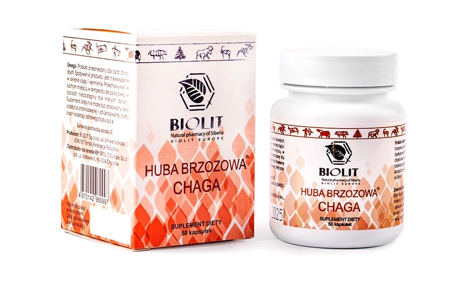 Biolit Chaga Huba brzozowa na stawy i mięśnie czaga 50kapsułek