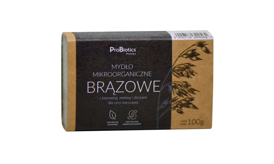 Mydło w kostce mikroorganiczne z borowiną, melasą i zbożami dla cery mieszanej 100g Probiotics