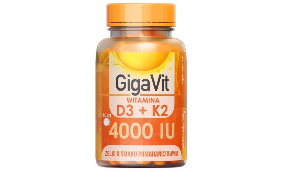 Gigavit Witamina D3 4000+ K2 200 mcg żelki o smaku pomarańczowym 60sztuk